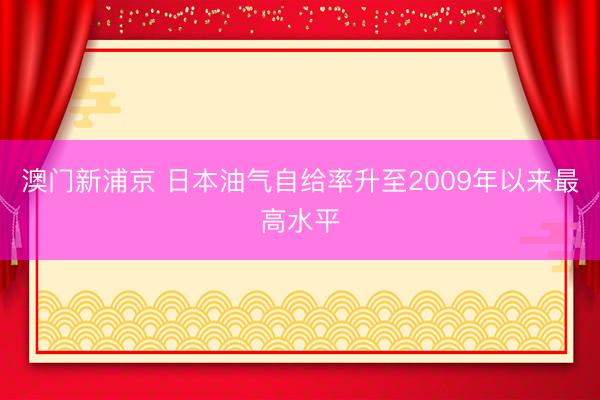澳门新浦京 日本油气自给率升至2009年以来最高水平